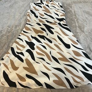 Ann Taylor petite abstract mock neck midi flare dress